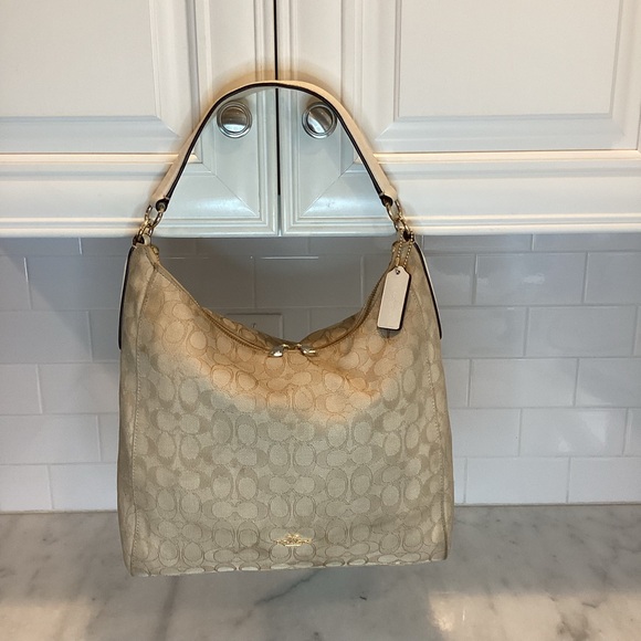 Coach F58327 Celeste Convertible Hobo/Shoulder/Crossbody Bag in Khaki/Chalk - Picture 1 of 13